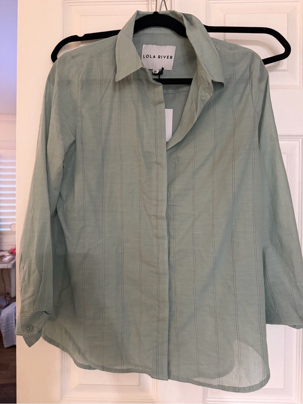 Lola River Sage Green Button-Front Women's Shirt med